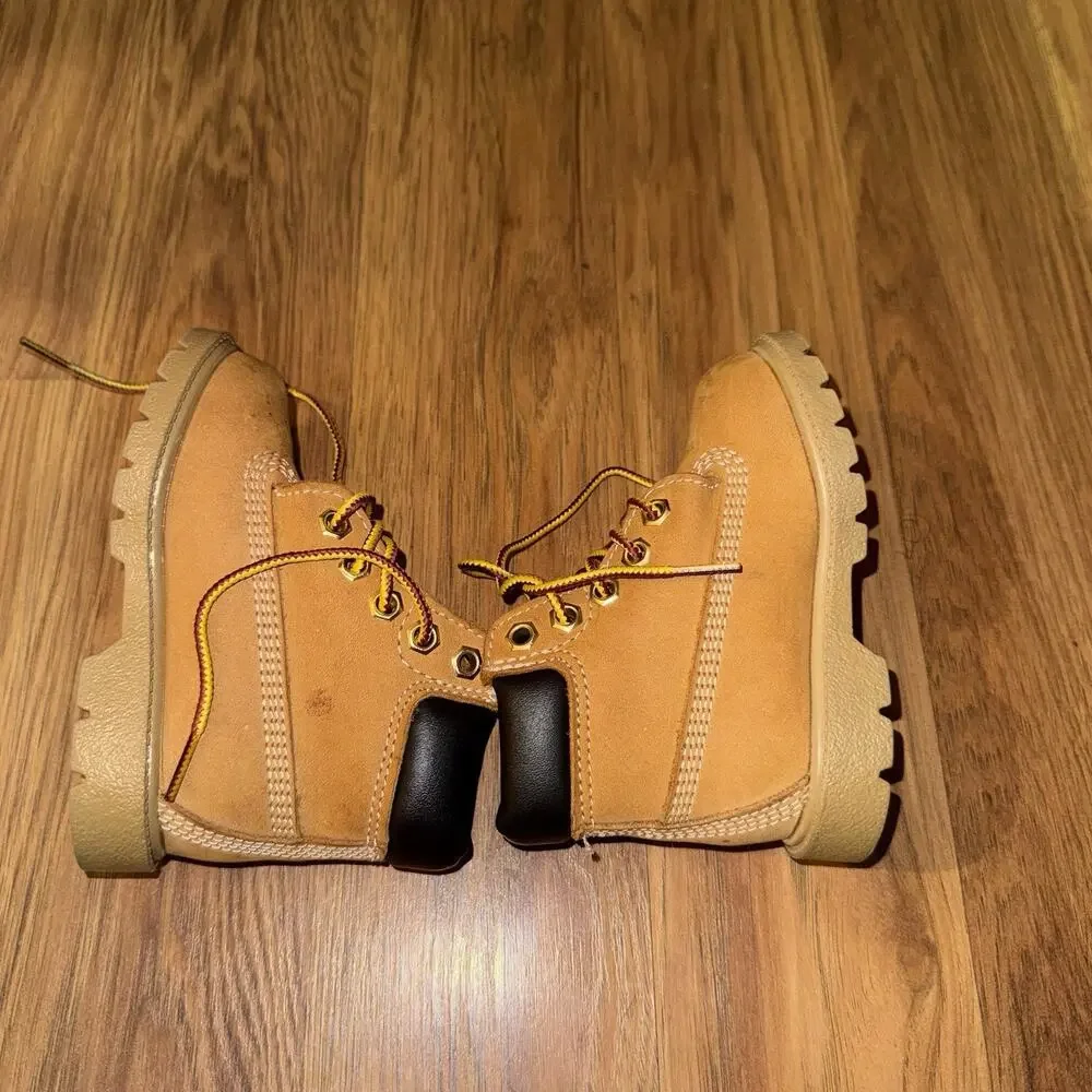 Timberland 10660 Unisex Kids Leather Work Boots Lace-Up Tan US 6M